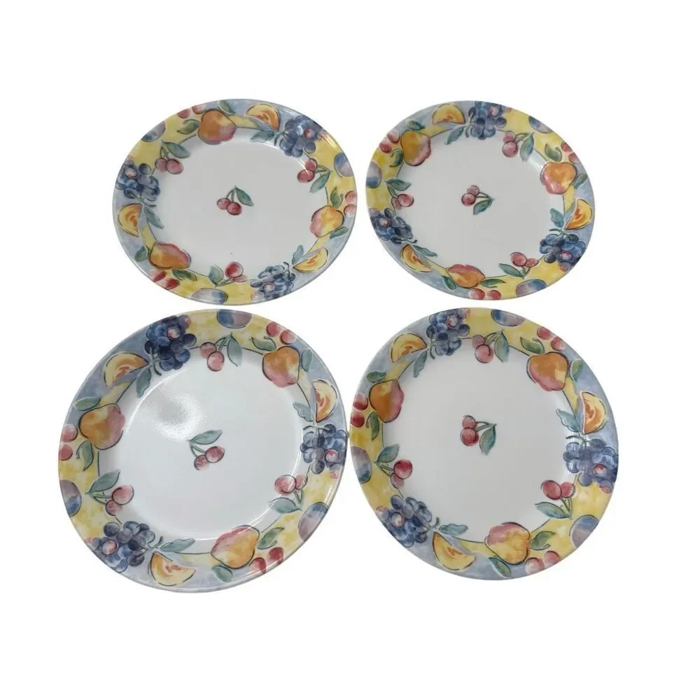 Vintage Corelle by Corning Fruit Basket 7.25” Plates, Set of 8 Salad Plates, Ret